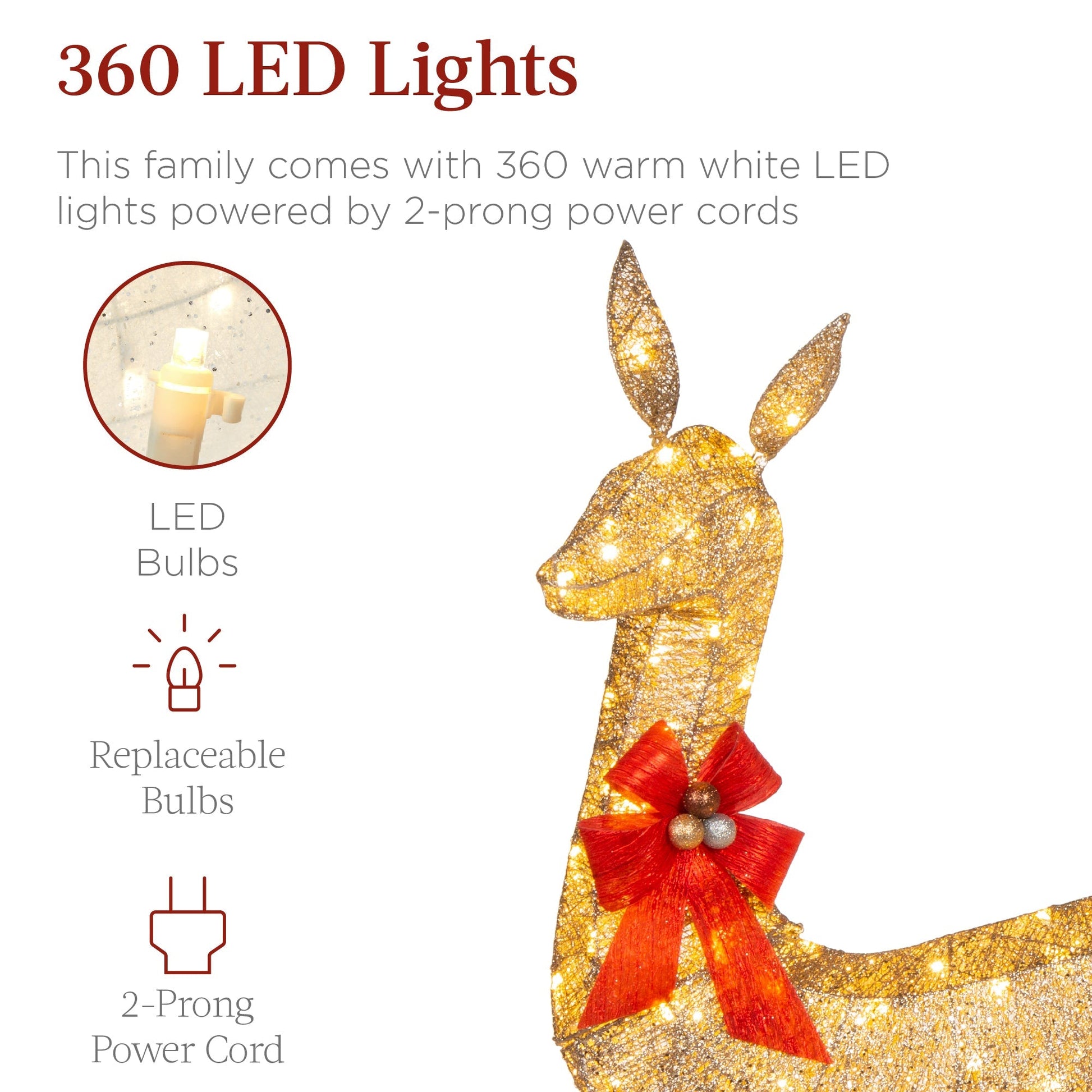 3-Piece Lighted Christmas Deer Set Outdoor Decor with LED Lights