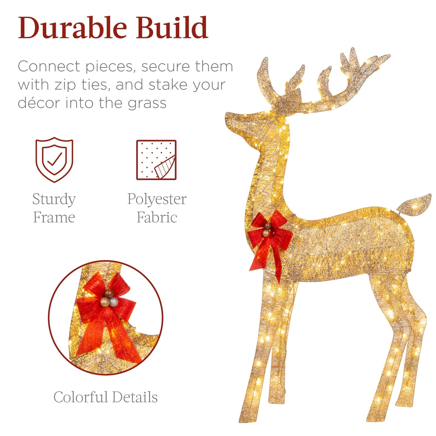 3-Piece Lighted Christmas Deer Set Outdoor Decor with LED Lights