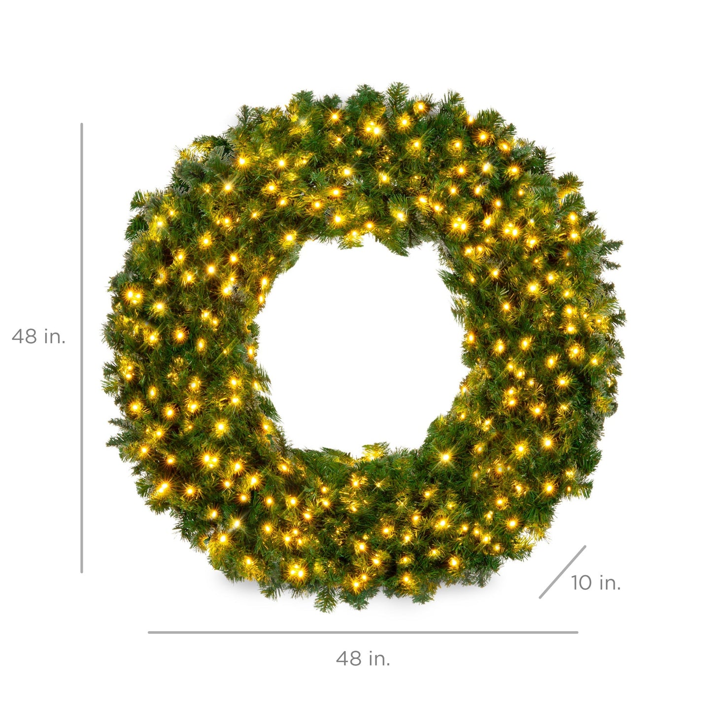 Pre-Lit Artificial Fir Christmas Wreath w/ LED Lights, Plug-In, PVC Tips