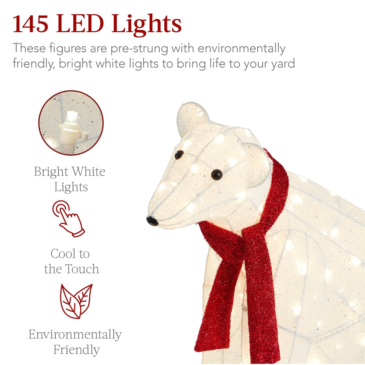 2-Piece Lighted Polar Bear Family Outdoor Decor Set w/ LED Lights