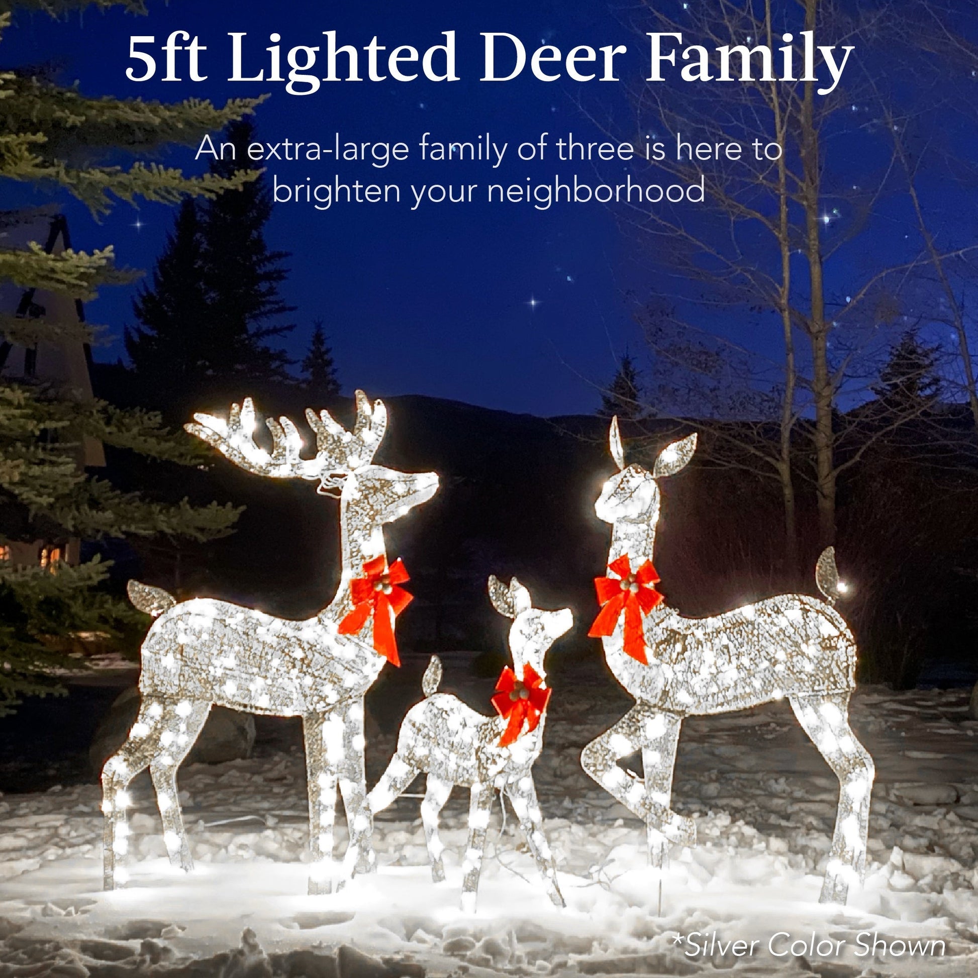 3-Piece Lighted Christmas Deer Set Outdoor Decor with LED Lights