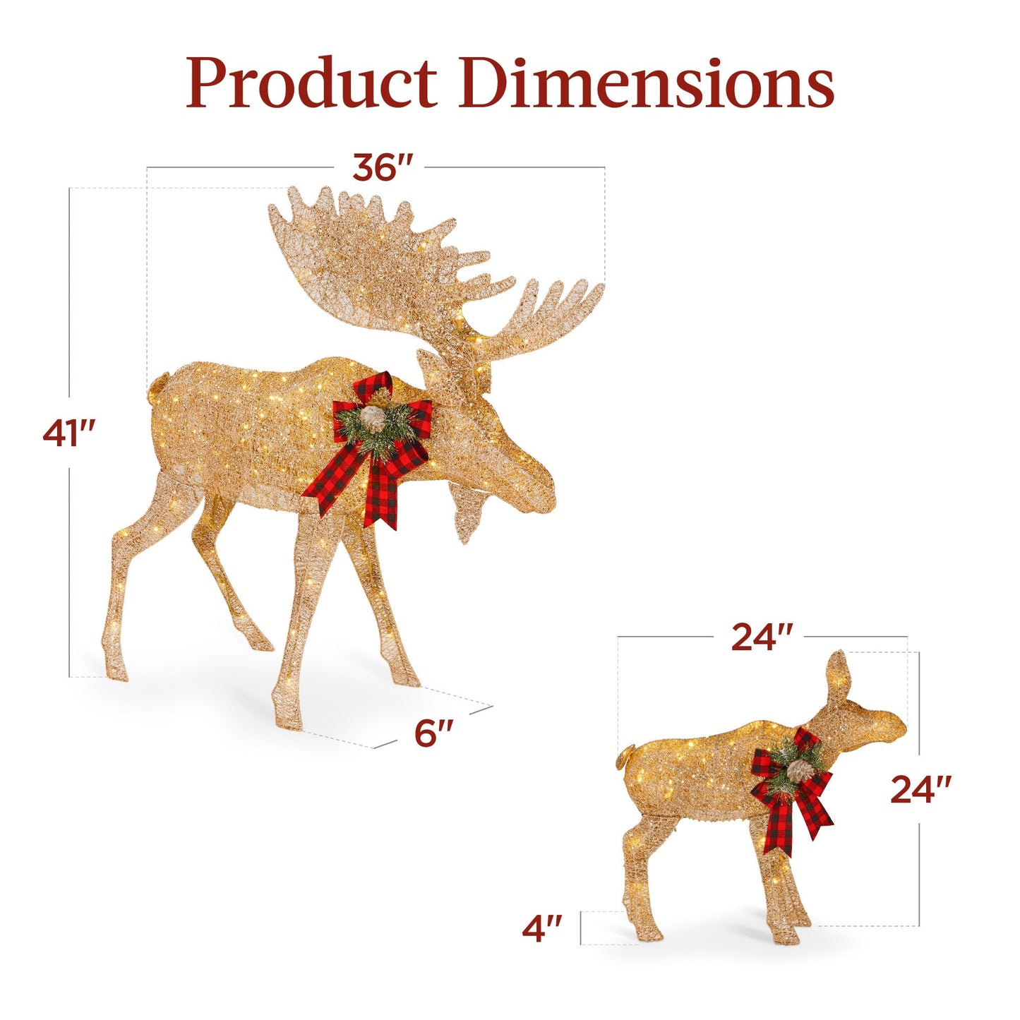 2-Piece Moose Family Lighted Outdoor Christmas Decoration Set w/ 170 Lights