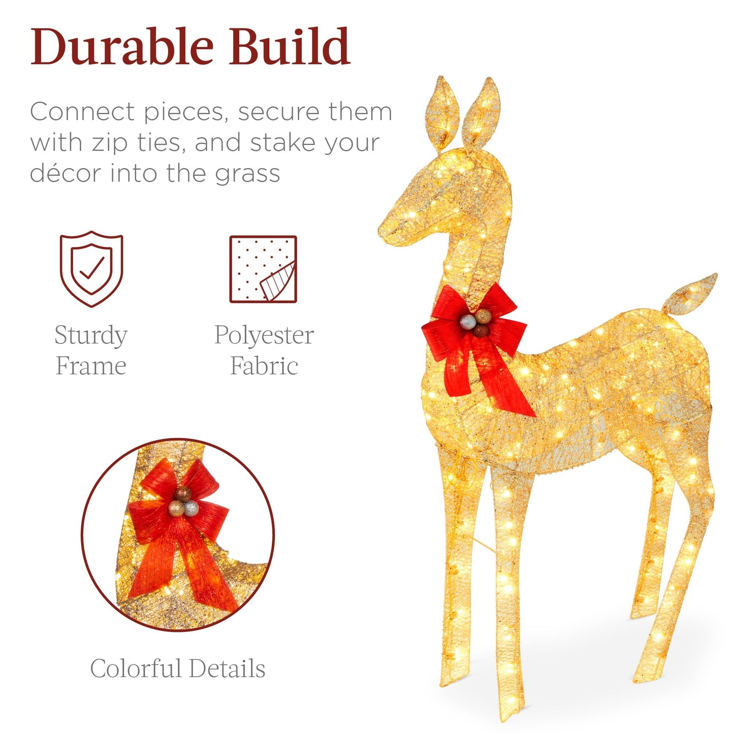 2-Piece Lighted Christmas Deer Family Outdoor Decor Set with LED Lights