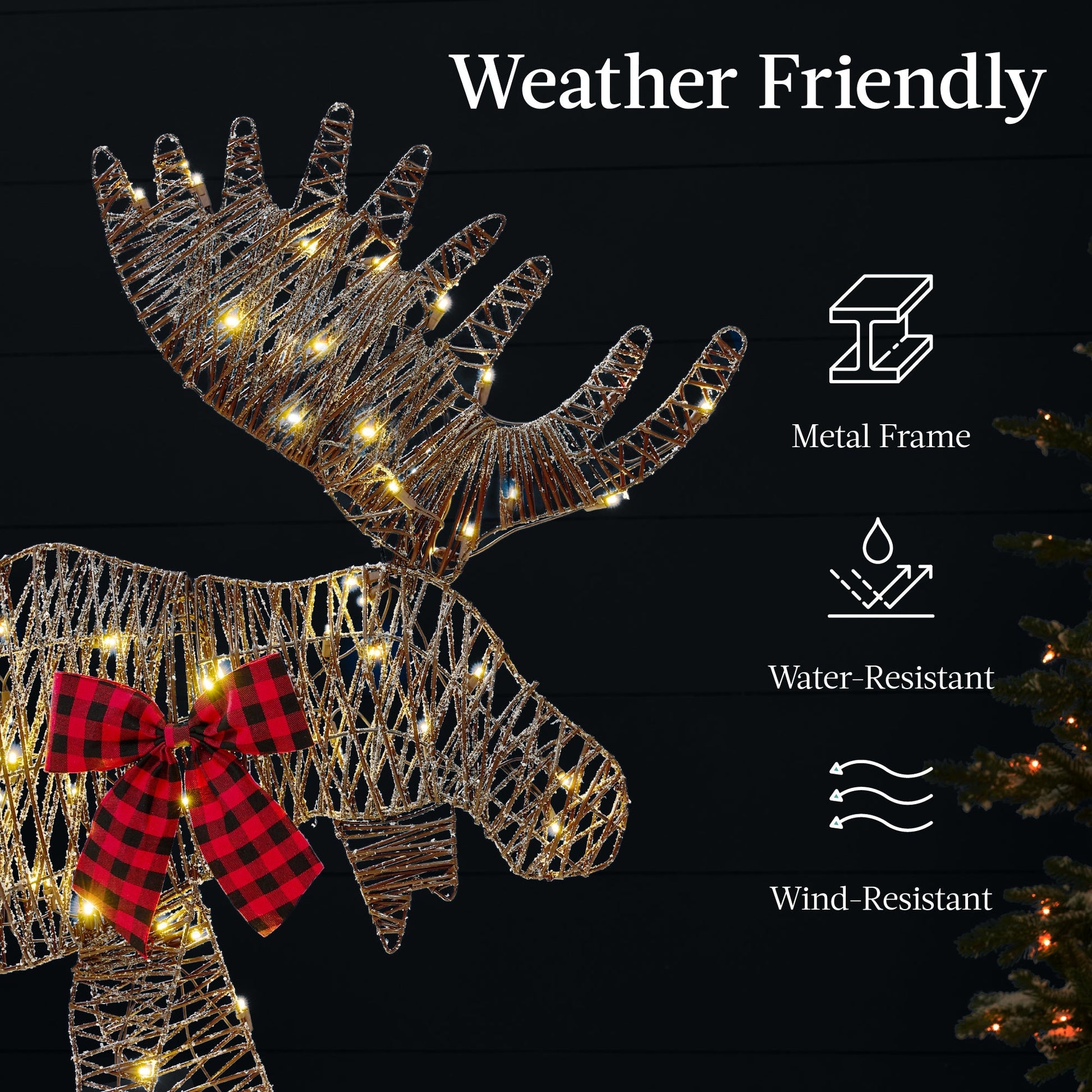 2-Piece Lighted 2D Christmas Moose Set Outdoor Decor w/ 125 LED Lights - 4ft