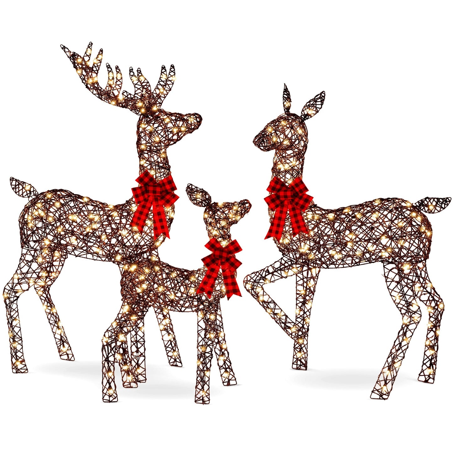 6.5ft 3-Piece Lighted Christmas Deer Set Outdoor Decor with LED Lights